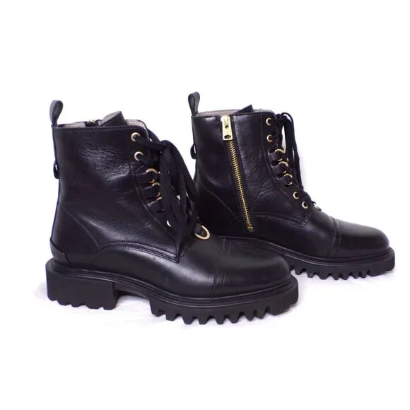 🆕 ALL SAINTS Lydia Ankle Moto Combat Boot 8 Black - Picture 6 of 14